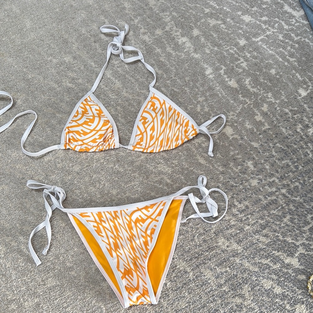 FENDI women’s Orange and White Bikini Set